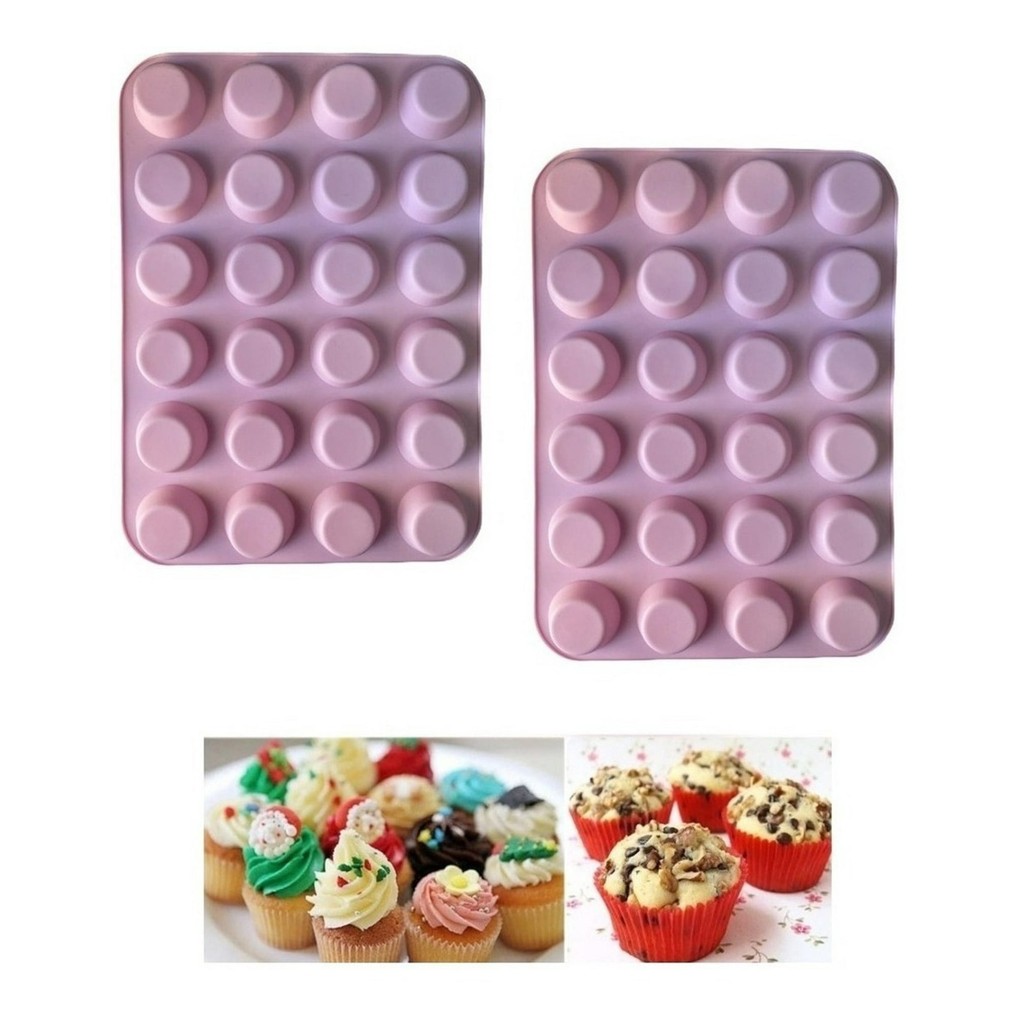 Genérico - Pack X2 Molde Cupcakes 24 Cupcakes Molde Silicona Reposteria