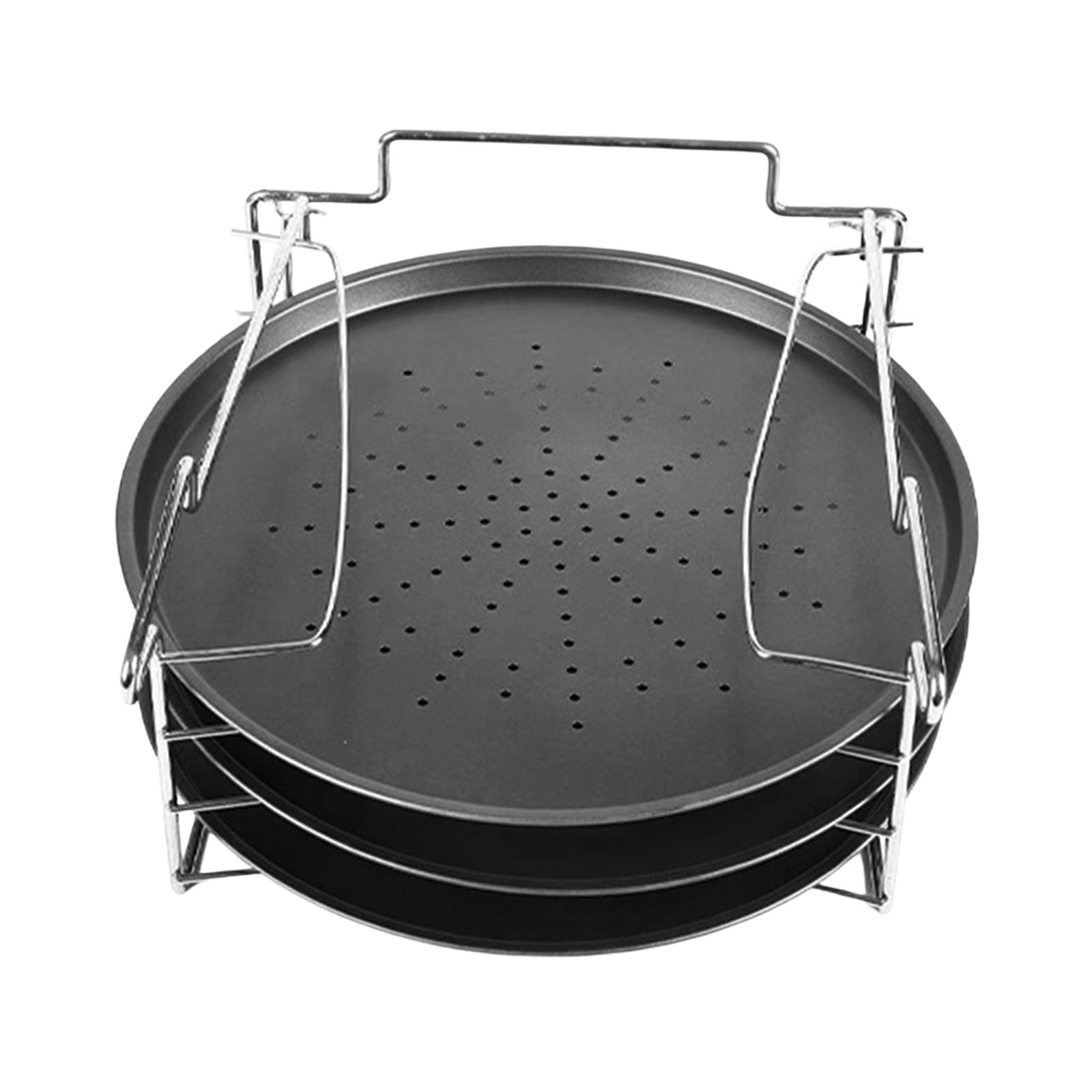 Magideal - Juego De Moldes Para Hornear Pizzas Con Estante Bandeja Para Hornear Pizzas Para Cocina Café Restaurante