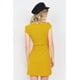 thumbnail image 4 of Vestido Casual Mini de Color Mostaza con Cuello en V, Mangas Cortas y Ribete Liso, 4 of 5