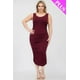 thumbnail image 1 of Saronite Vestido Midi Ajustado sin Mangas, Elástico, Fruncido y con Escote Cuadrado, Color Burdeos (Talla Grande para Mujer), 1 of 5