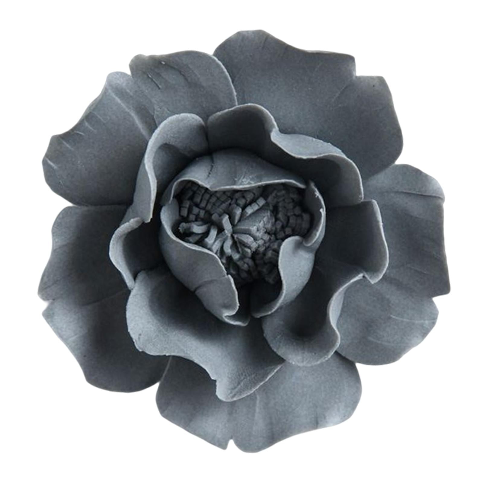 Bothyi - Esculturas De Decoración De Pared De Flores De Cerámica Para El Hogar, Dormitorio, Oficina, Gris
