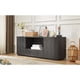 thumbnail image 3 of 64-Inch Wavy TV Stand, Rounded Sideboard, Storage Cabinet, Wooden Vertical Stripe Cabinet for Living Room/Bedroom/Entryway. Black,64''W x 15''D x 24''H., 3 of 3