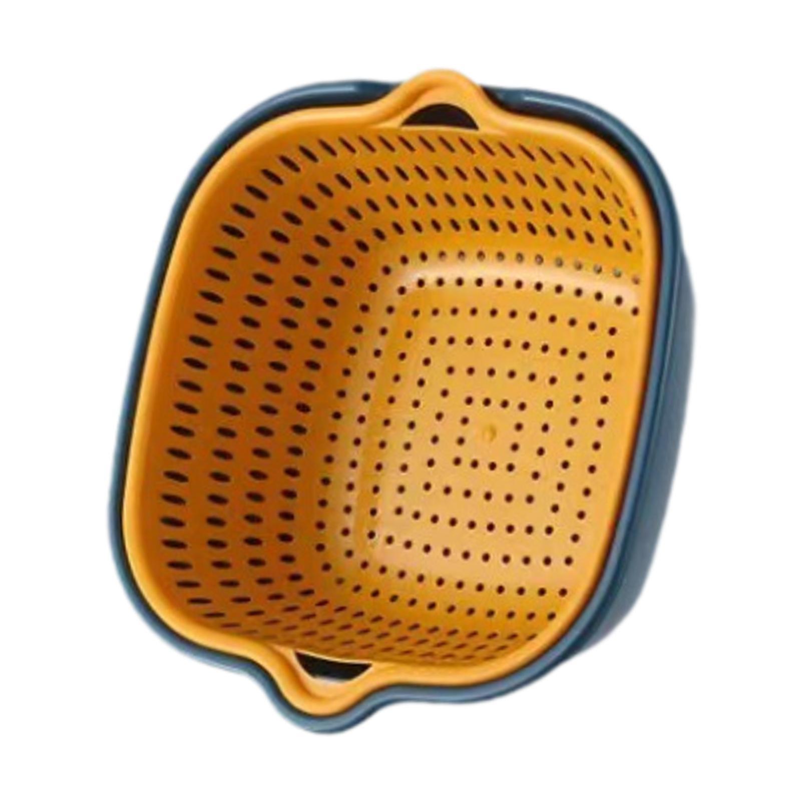 Magideal - Cesta De Lavado De Frutas Y Verduras, Cesta De Drenaje De Doble Capa, Coladores De Frutas Y Alimentos, Juego De Cuenco Colador De Cocina Para Ensalada 24Cmx22Cmx9Cm