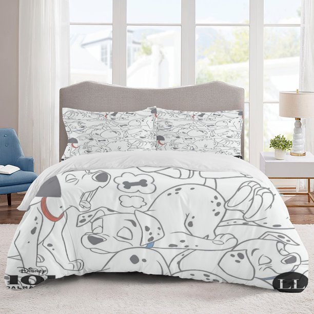 101 Dalmatians Bedding Sets Cartoon Duvet Cover Lightweight 3 Piece Bet Sets for Kids Boys Girls