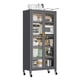thumbnail image 2 of Open-door kitchen shelving Floor-to-ceiling multilevel household microwave storage cabinet bowls side cabinets cabinets Storage cabinets Grey color, 2 of 3