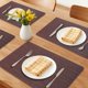 thumbnail image 2 of Juego de 6 Manteles Individuales de Cuero para Decoración de Mesa de Cocina y Comedor, Manteles Individuales Imitación Tejido Marrón 45*30cm, 2 of 6