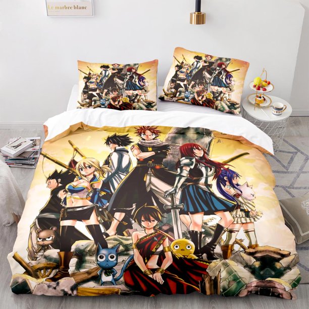 New Fairy Tail Bedding Set Single Twin Full Queen King Size Fairy Tail Bed Set Aldult Kid Kawaii Duvetcover Sets Bed Sheets