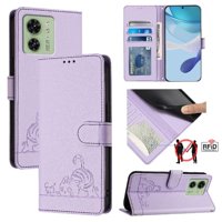 Funda Tipo Cartera Foxdock Para Motorola Edge 40 5G Con Soporte, Ranuras, Rfid, Diseño De Gato