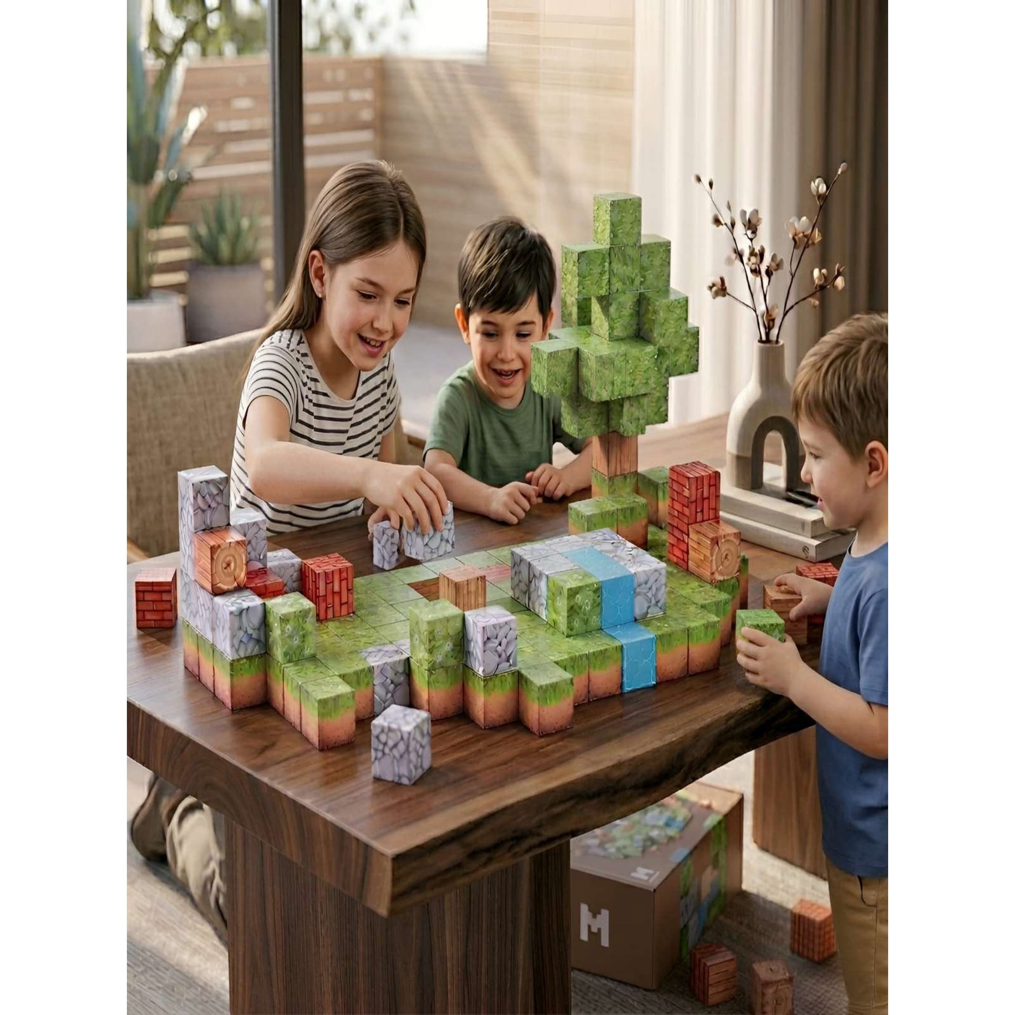 Todo Para El Hogar - Cubos De Construcción Tipo Minecraft Magnéticos 312 Piezas