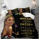 thumbnail image 1 of 3PCS Sexy Black Girl Duvet Cover Queen Set Pink Bag High Heels Get Naked Inspirational Quotes African American Bedding Set, 1 of 5