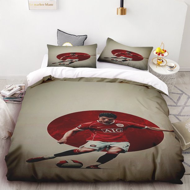 v1325 Bed Sheets Football Star CR Bedding Set Duvet Cover Set Bedding Digital Printing Bed Linen Queen Size Bedding Set Fashion Design 3-Piece Bedding Set (1 Duvet Cover + 2 Pillow Shams) Bed Sheets j