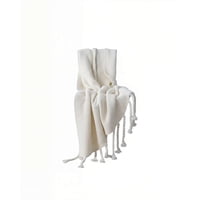 Genérico - Manta Con Flecos De Soga Trenzados Chenille Color Blanco