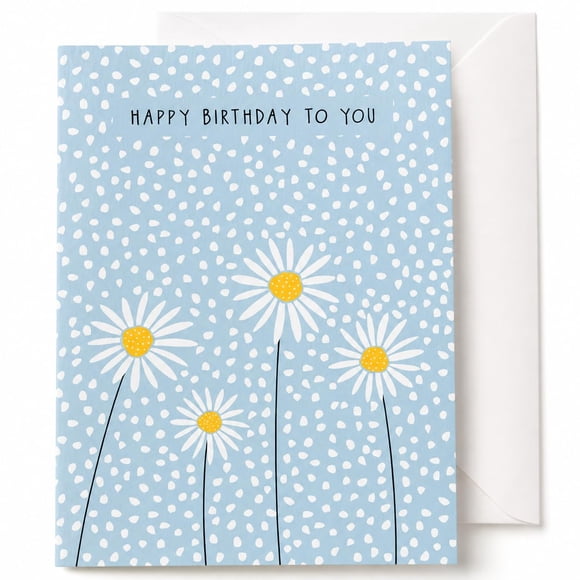 Tarjeta de Cumpleaños Dotty about Paper 5x7 Floral Azul