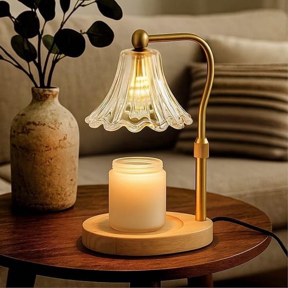 Lámpara Calentadora de Velas Lumenblush con Temporizador Regulable y Acabado en Roble