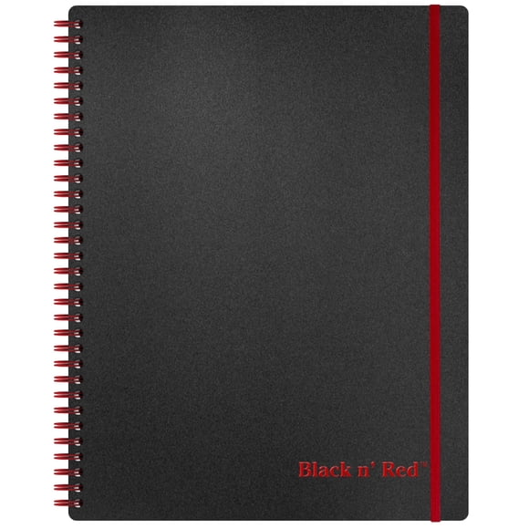 Cuaderno de negocios negro y rojo, 11 x 8 pulgadas, 70 hojas