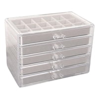 Magideal - Organizador Transparente, Joyero Acrílico Con 5 Cajones, Vitrina De , Almacenamiento, Pendientes, S, Collares Y , Gris