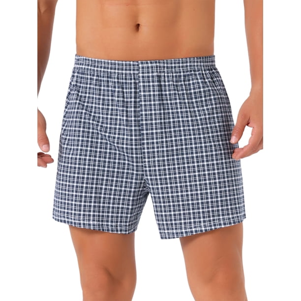 INSPIRE CHIC Bóxers Clásicos para Hombre con Cintura Elástica y Patrón de Cuadros 32 Azul Oscuro