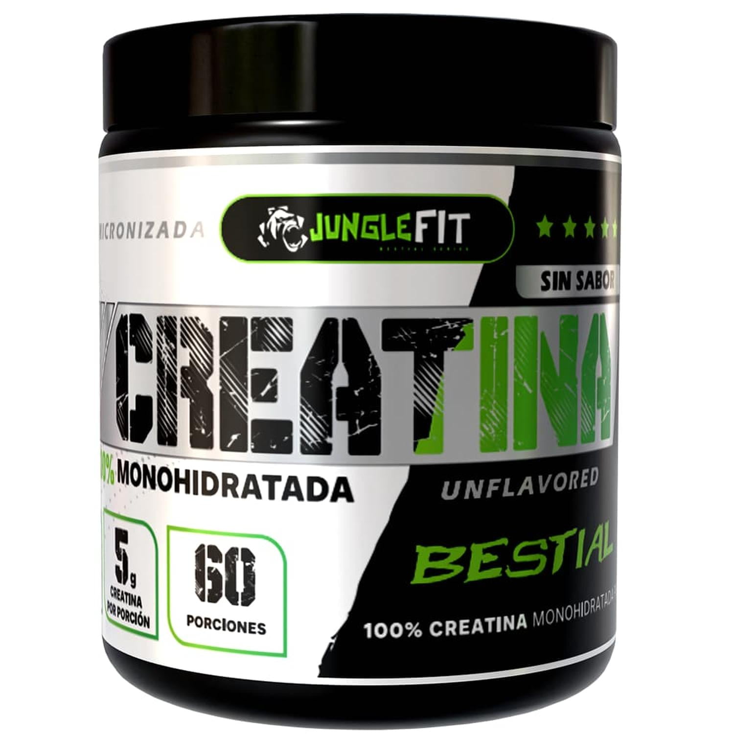 Supralabs - Creatina Monohidratada 300g Junglefit 60 Porciones Alta Pureza