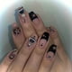 thumbnail image 1 of Y2K Black French Press On Nails with Rhinestone Star and Planet Charms - Medium Square Design for Women and Girls, 1 of 2