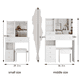 thumbnail image 2 of 37" Left Drawer Desktop Makeup Vanity Table + Cushioned Stool, Extra Large Right Sliding Mirror, Multi Layer High Capacity Storage, Practical Fashionable Makeup Dressing Set, EPA, GCC, UL Certificate, 2 of 3
