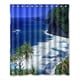 thumbnail image 1 of Cortina de ducha hawaiana con diseño de sol y arena marina, con ganchos, tamaño 60 x 72 pulgadas, 1 of 3