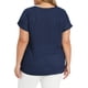 thumbnail image 3 of GRACIA Y GRANDEZA Blusa de Verano para Mujer Talla Grande Punto de Canalé Cuello Barco Manga Raglán Suelta Blusas Casuales Huecas 4X Azul Marino, 3 of 6