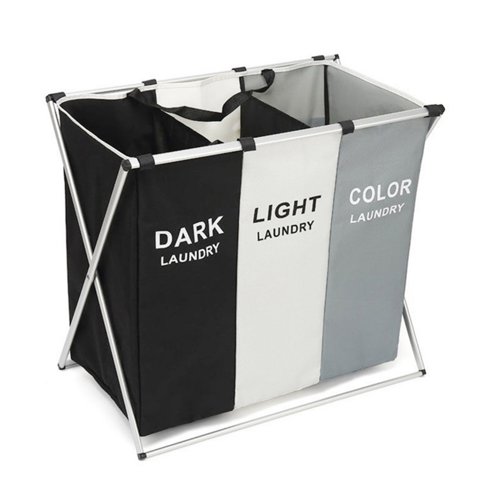 Importclick - Cesto Canasto Plegable Multifuncional 3 Espacios 65X56X39 Cm