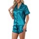 thumbnail image 4 of INSPIRE CHIC Pijama de Satén para Mujer Vuelta a la Escuela Suave Manga Corta con Botones Ropa de Dormir con Bolsillo en el Pecho y Pantalones Cortos para Primavera Verano XL Verde Pavo Real, 4 of 6