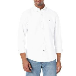 Camisa Oxford De Manga Larga Tommy Hilfiger, Corte Personalizado, Color Blanco