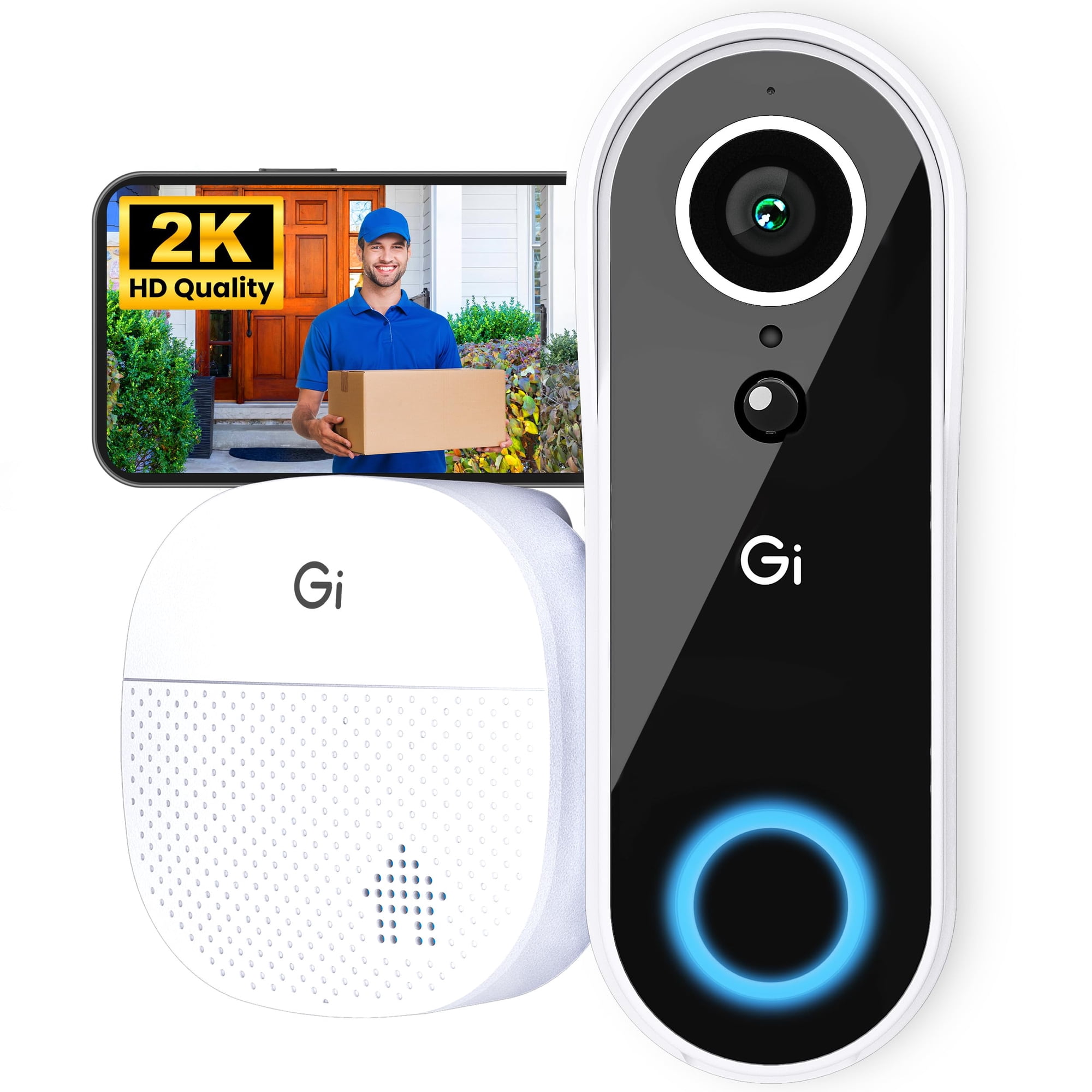 Video Timbre Gearit 2k Qhd Inalámbrico Resistente Al Clima Ip64