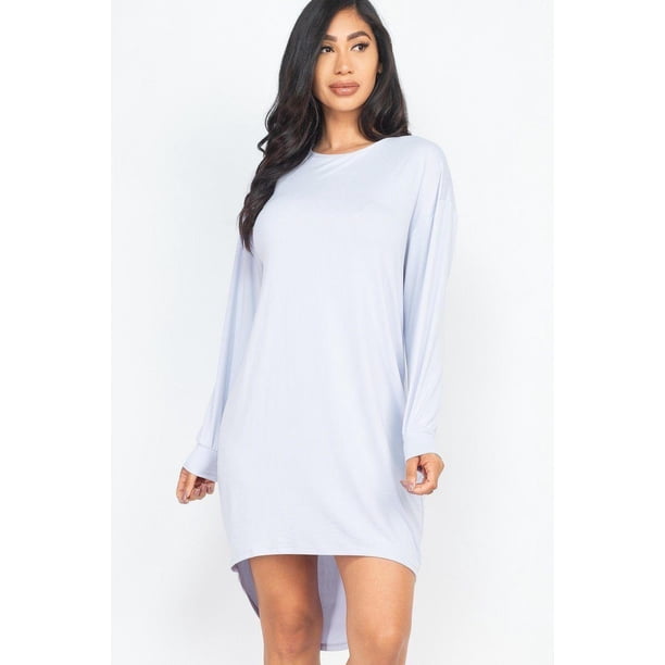 Saronite Vestido Básico de Manga Larga y Corte Asimétrico, Gris Ostra (para Mujer)