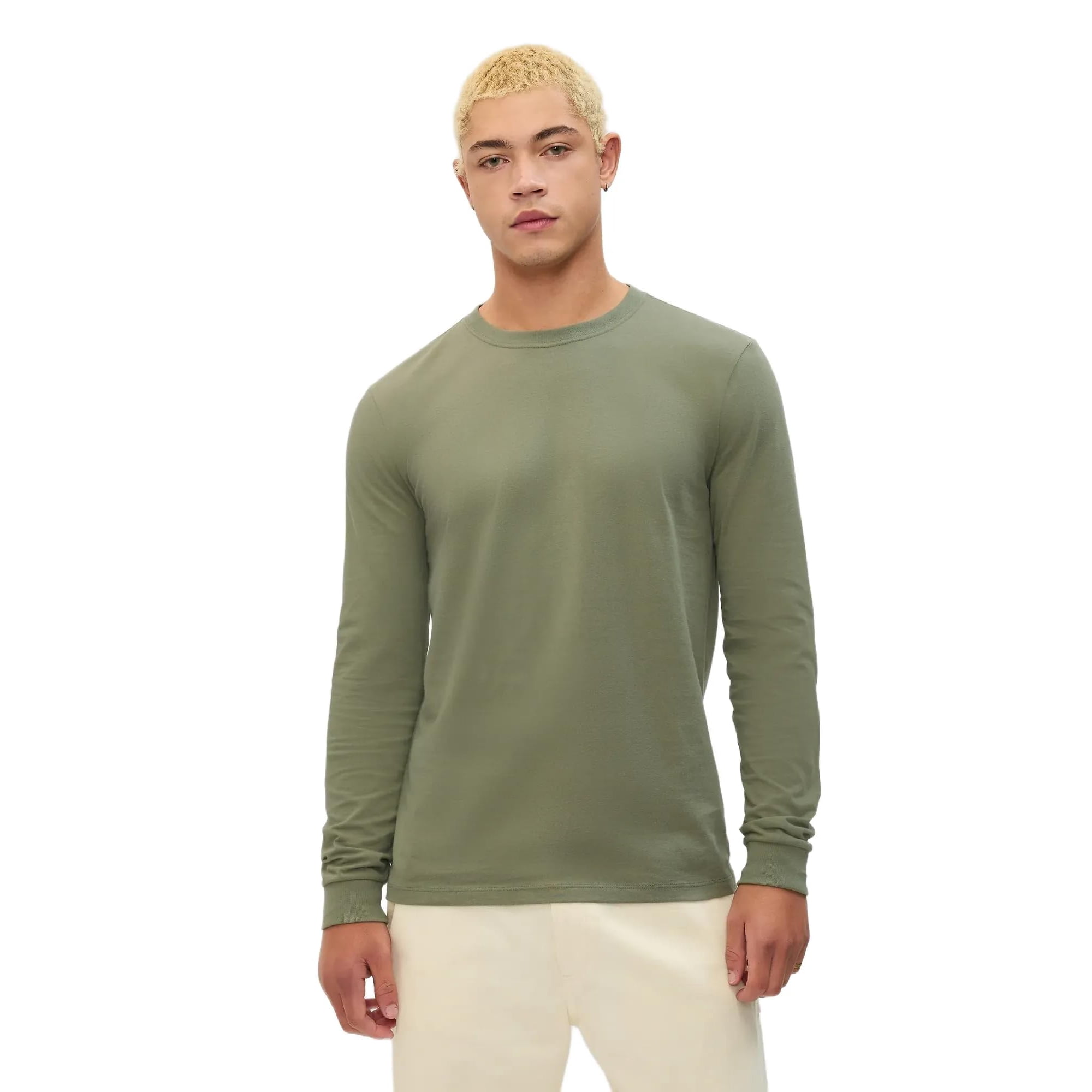 Camiseta Gap De Manga Larga Para Hombre, Suave, Para Uso Diario, Verde Walden, Talla M