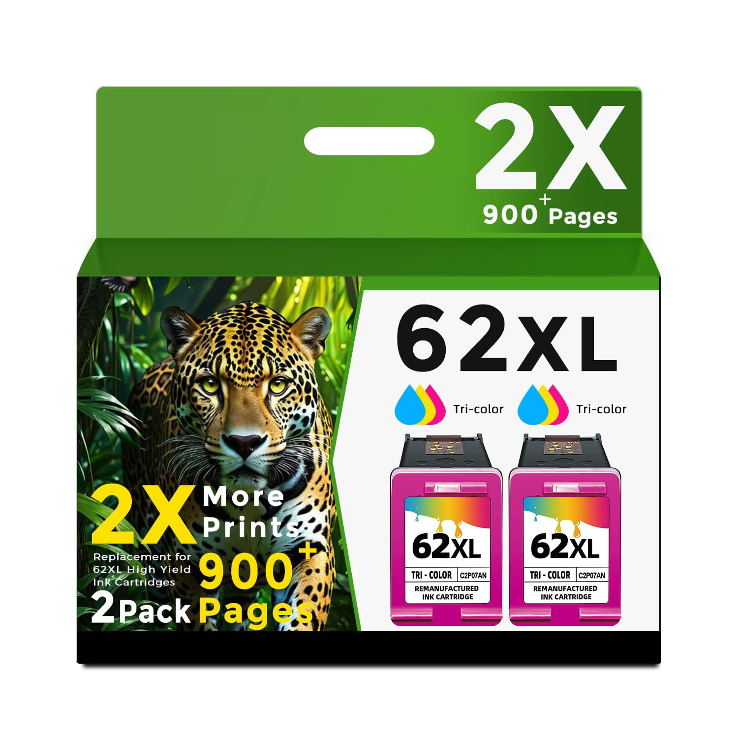 Cartucho De Tinta Ubinki 62xl Tricolor, Paquete De 2 Unidades Para Impresora Hp 62