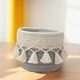 thumbnail image 1 of Xiao Hua Cesta tejida, 9,9 x 9,9 cm. Cesta de almacenamiento gris con borlas, estilo bohemio, cesta de escritorio abierta para tocador y decoración de oficina en casa, 2 piezas., 1 of 3