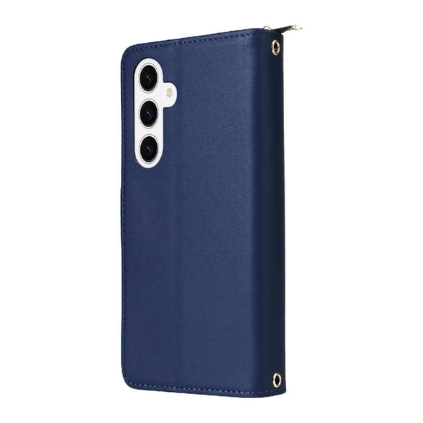Funda Cartera con Cremallera y Correa para Samsung Galaxy S26 Plus 5G Soporte y Tarjetero Azul