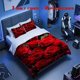 thumbnail image 1 of 3pcs Red Rose Romantic Themed Printed Bedding Set Duvet Cover and Pillowcases, 1 of 5