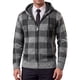 thumbnail image 1 of INSPIRE CHIC Chaqueta de Suéter de Punto a Cuadros con Forro de Lana y Cremallera con Capucha y Cordón para Hombre S Gris Claro, 1 of 6