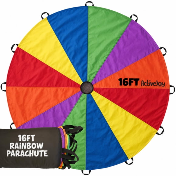 Paracaídas Activejoy Arcoíris de 4.9 m con 18 Manijas Juguete para Niños
