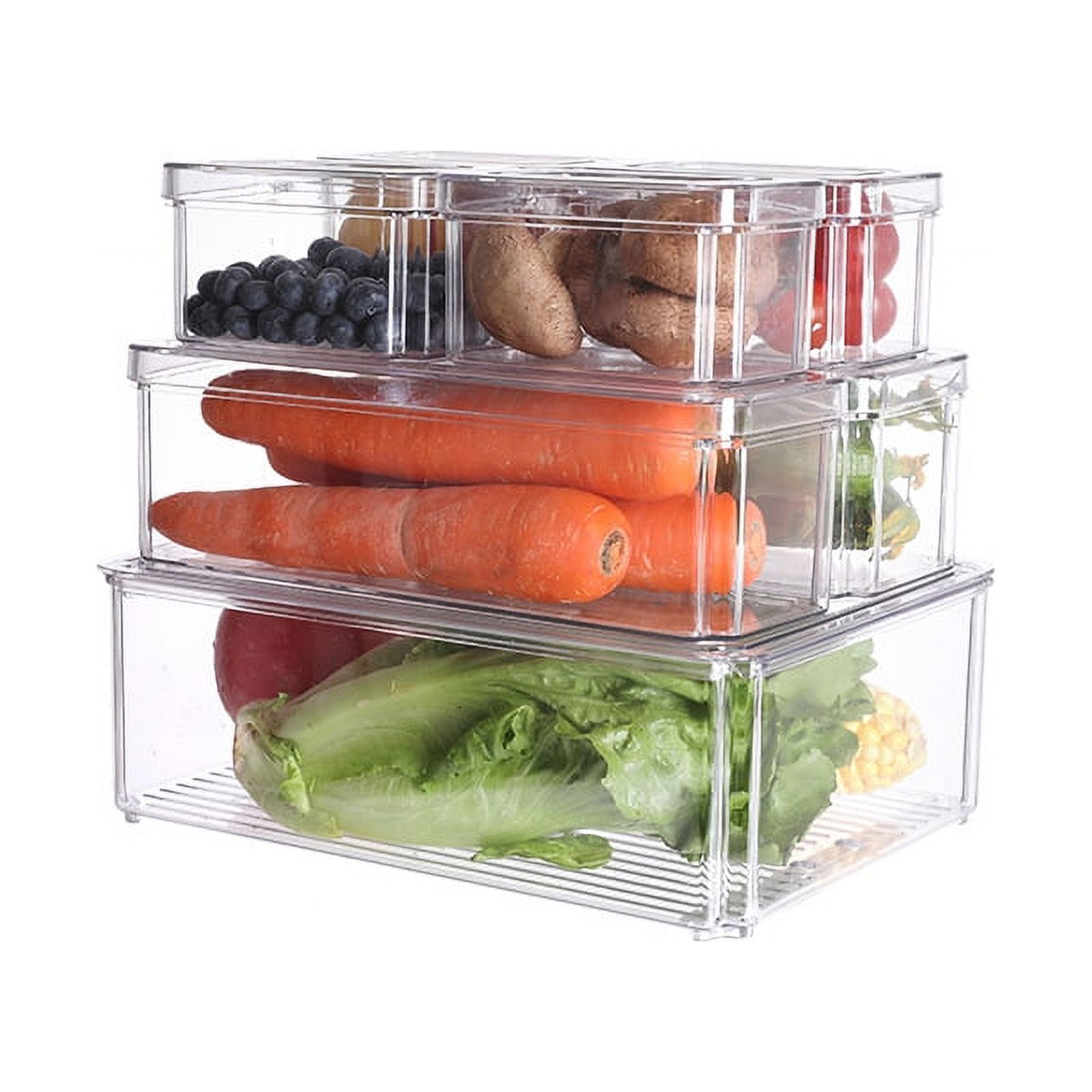 Crusec - Set 7 Contenedores Refrigerador Cocina Despensa Con Tapa