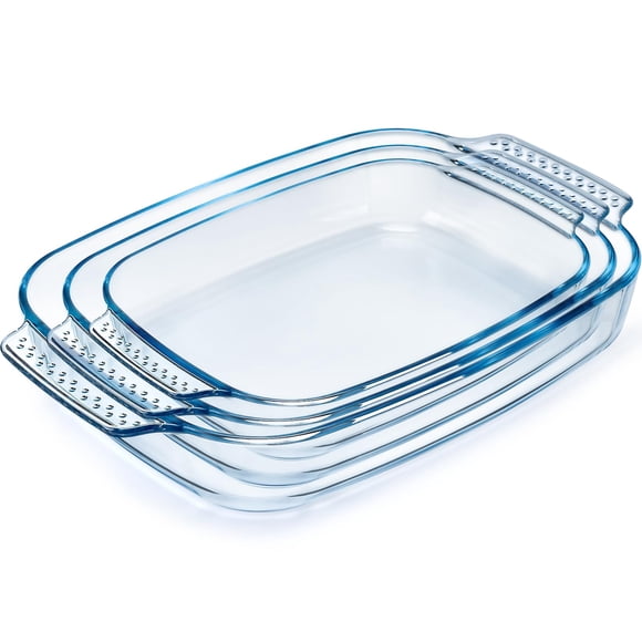 Juego de 3 cazuelas de vidrio NUTRIUPS 1,9 qt, 2,6 qt y 3,4 qt