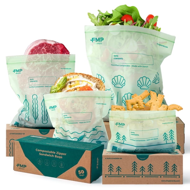 Las bolsas de almacenamiento de alimentos compostables se adaptan a un juego resellable para preparar comidas