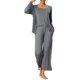 thumbnail image 1 of INSPIRE CHIC Conjunto de Pijama de 3 Piezas para Mujer, Cárdigan de Manga Larga de Rayón Suave, Camiseta y Pantalones para Dormir para Primavera, Otoño, Invierno XL Gris, 1 of 6