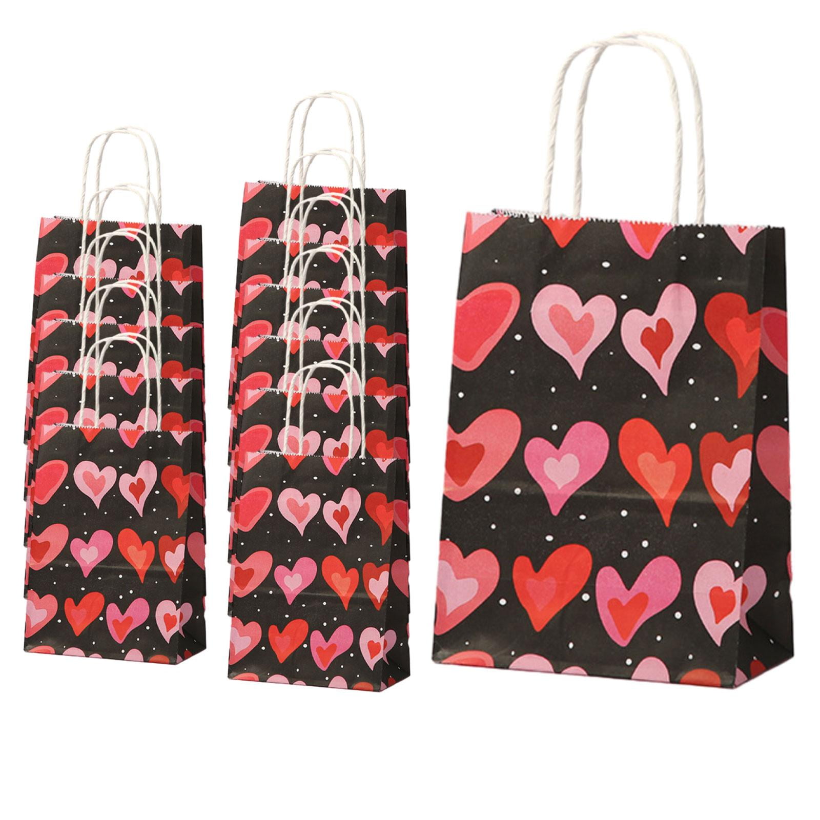 Magideal - 12 Bolsas De Regalo Para El Día De San Valentín, Bolsas De Regalo Para Fiestas, Bolsas Decorativas Con Forma De Corazón, Bolsas De Regalos Para , Base Negra