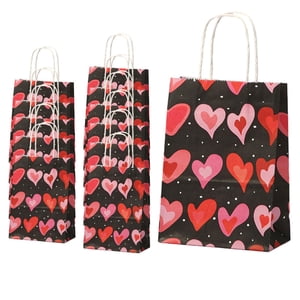 Magideal - 12 Bolsas De Regalo Para El Día De San Valentín, Bolsas De Regalo Para Fiestas, Bolsas Decorativas Con Forma De Corazón, Bolsas De Regalos Para , Base Negra