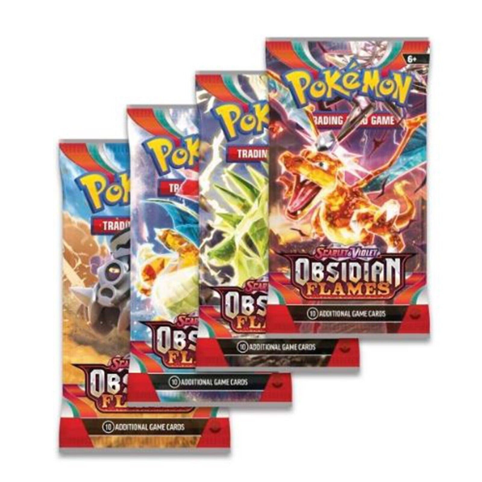 Lote Booster Pack Pokémon Obsidian Flames X4 Con 10 Cartas