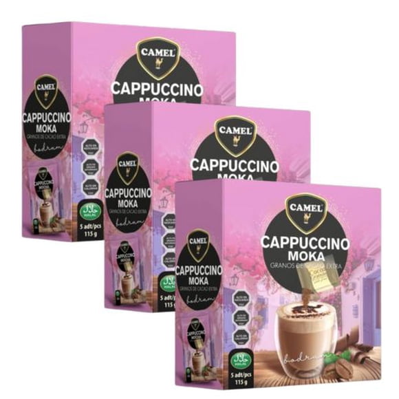 Pack x3 (15 sobres) Cafe Cappuccino Sabor Moka, Caja de 5 sobres