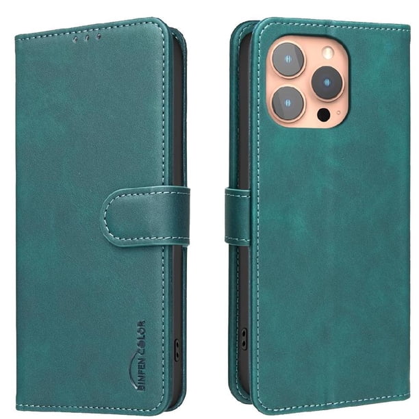 Funda Billetera para iPhone 14 PRO Protección RFID y Soporte Ajustable Verde
