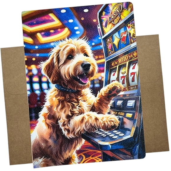 Tarjeta de Felicitación Whitman and Daughter Goldendoodle Casino