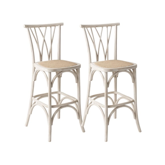 Pack 2 Sillas Altas Amelia de Madera - Blanco Retro