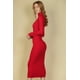 thumbnail image 5 of Saronite Vestido Midi Ajustado de Punto Acanalado con Cuello Alto y Manga Larga Basics, Negro (para Mujer), 5 of 5